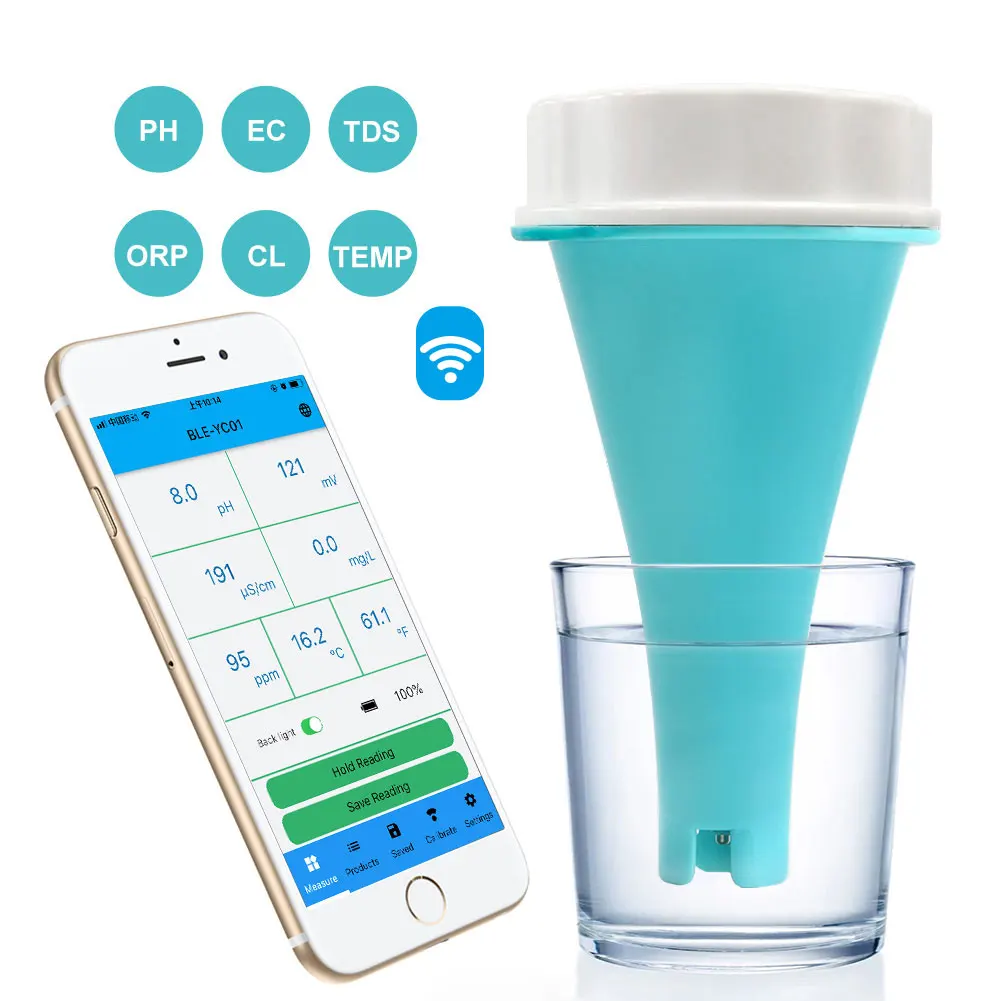 Ec Meter Digital - 6-in-1 waterkwaliteitstestmeter APP Online monitor PH
