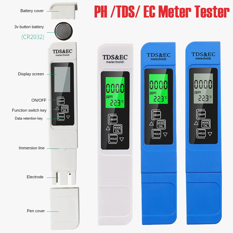 Ec Meter Digital - 3 in 1 TEMP/TDS/EC Meter Tester