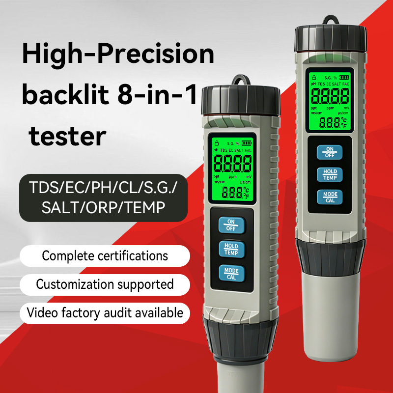 Ec Meter Digital - MF-X81 Draagbare Multi Waterkwaliteitstester Kleurendisplay 8-in-1
