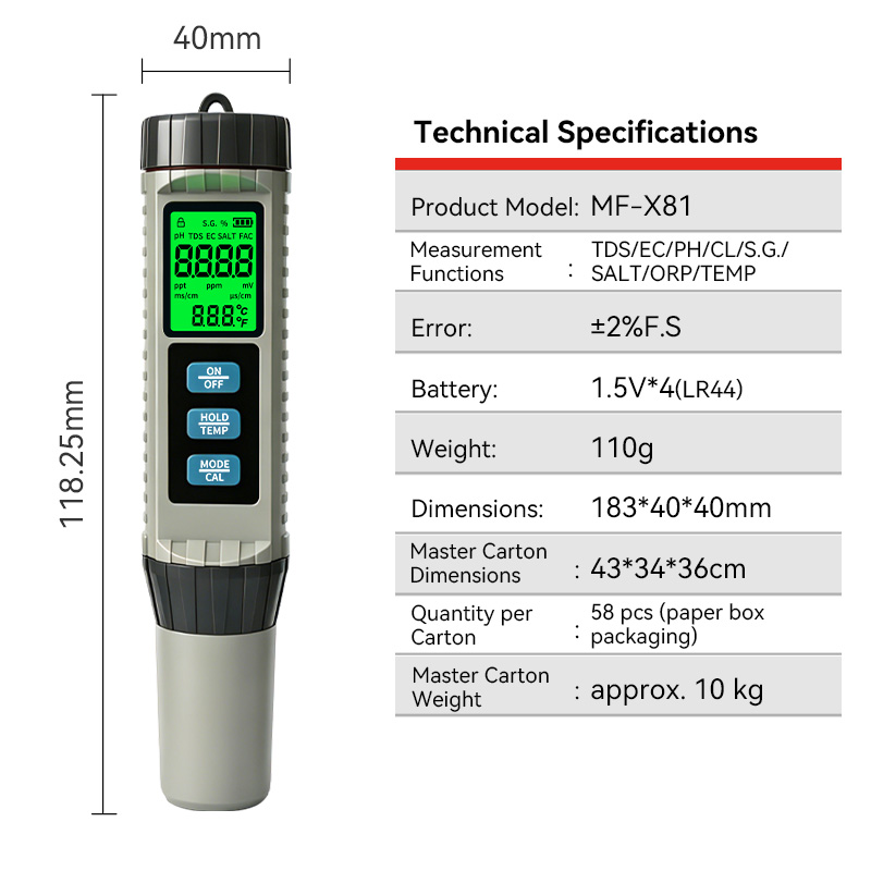 MF-X81 Draagbare Multi Waterkw - Ec Meter Digital recensie en prijs
